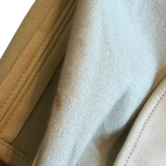 Oak + Fort Cream Vegan Faux Leather Wrap Dress Midi Length Size Small Women's - Picture 11 of 13